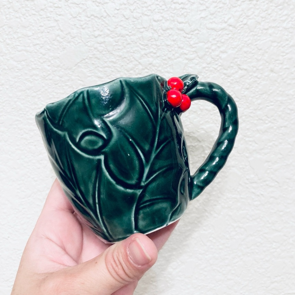 Vintage Lefton Japan Green Holly Berry Christmas Mug Cup Replacement Mug